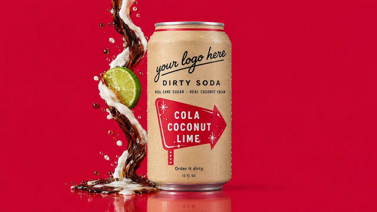 Your logo here. Cola coconut lime dirty soda.
